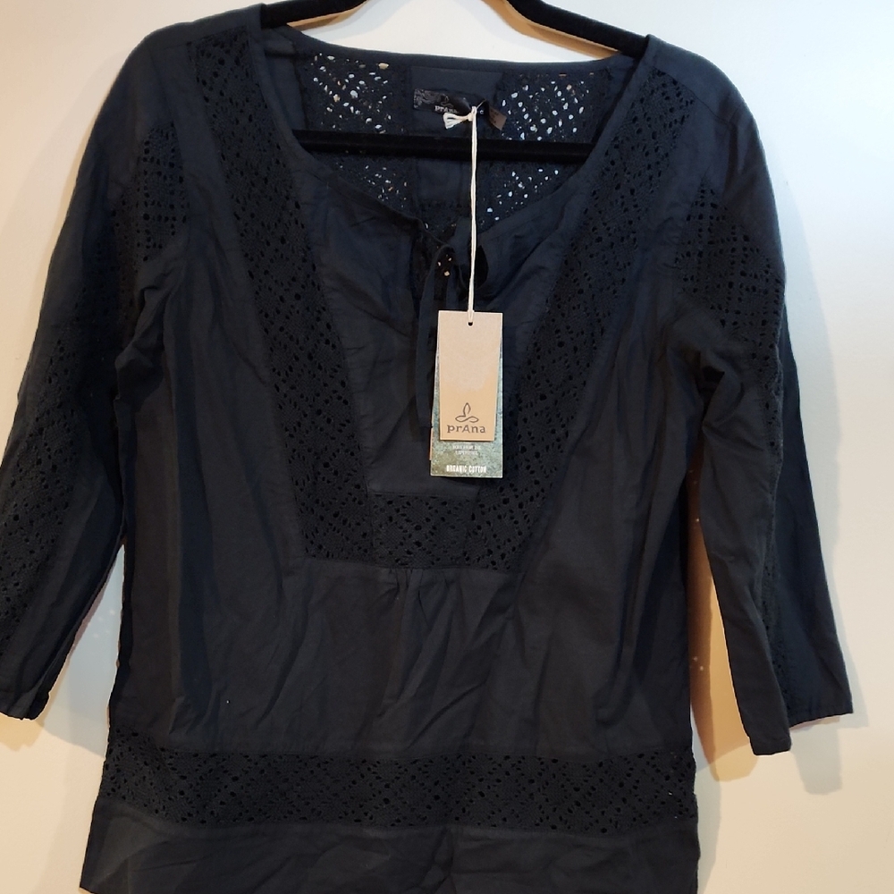Prana Navy Eyelet Women's Blouse